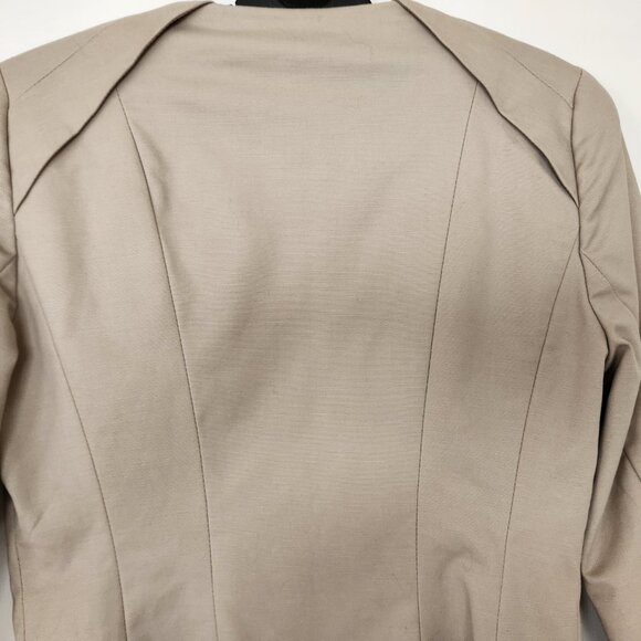 Tahari Lined Zip Front Jacket Pleated Shoulder/Front Accent Misses Size 2 Beige - Picture 6 of 9